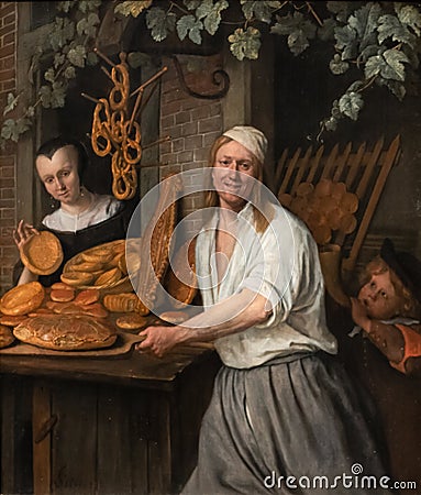 Baker Arent Oostwaard and his wife Catharina Keizerswaard, painting by Jan Steen Editorial Stock Photo